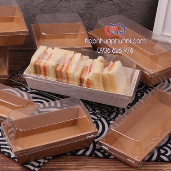 Hộp giấy Kraft nắp trong đựng sushi